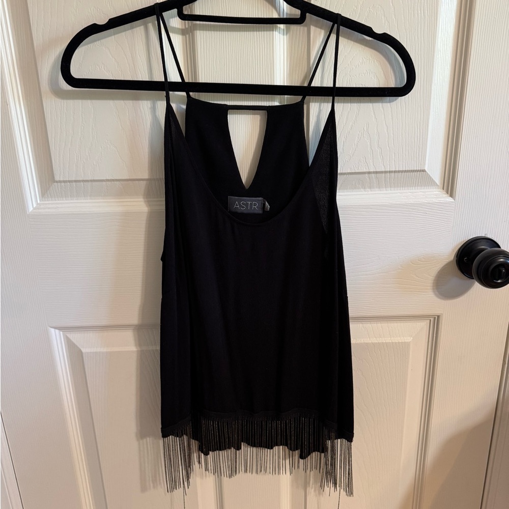 ASTR Black Camisole with Fringe Detail